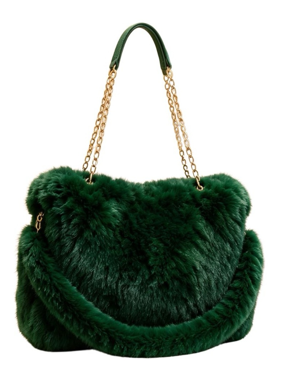 NEW RELEASE! Plush Faux Fur Shoulder Bag in Emerald Green
